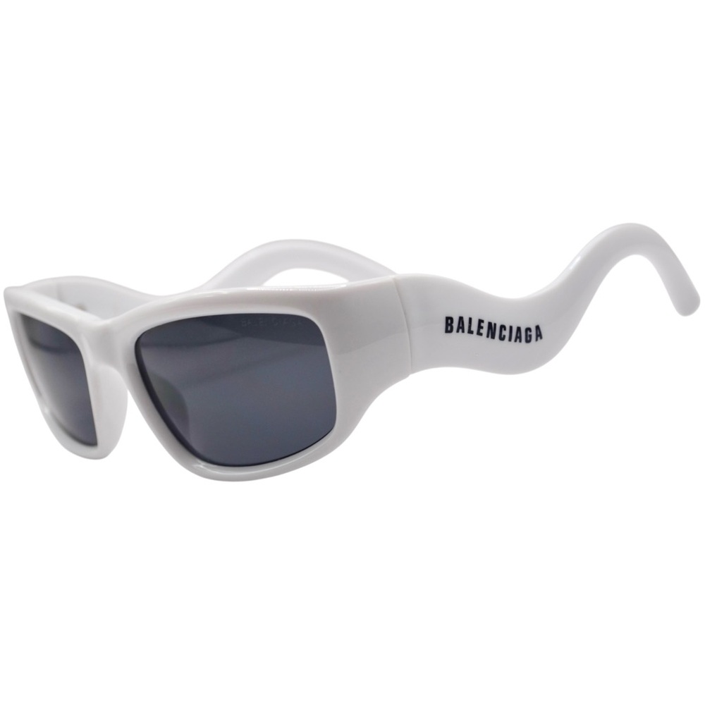 Balenciaga Sunglasses | White Frame | Gray Lens | Wavy Temples | Used - Like New